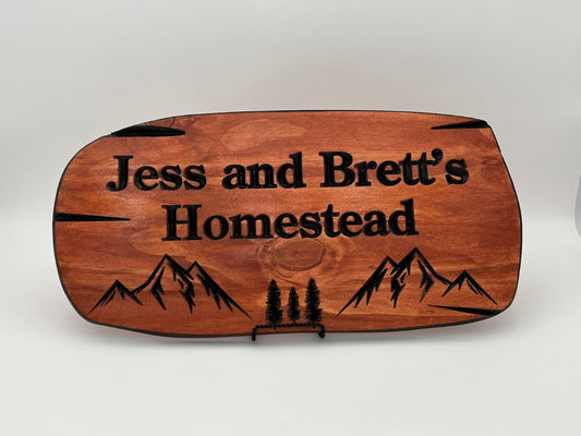 Mountain and Tree Cabin Sign